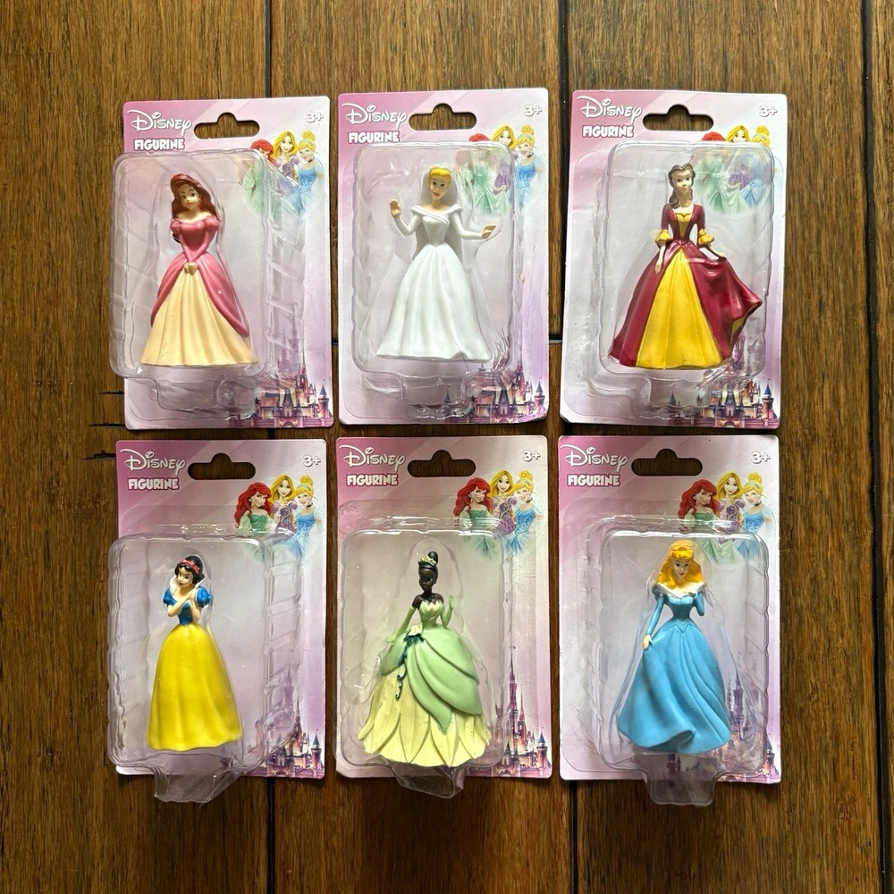 Disney Princess Figurines Cake Topper Lot 6 2.75" Ariel Belle Cinderella Tiana
